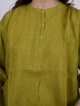 Green Hand-Embroidered Linen Top