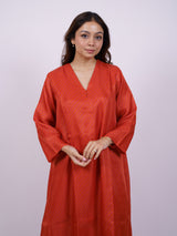 Orange Satin Chanderi Hand Block Printed Kurta