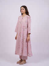 Pink Cotton Hand-Block Printed A-line Kurta