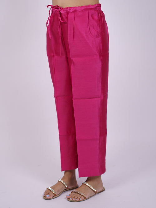 Pink Satin Chanderi Parallel