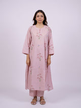 Pink Cotton Hand-Block Printed A-line Kurta