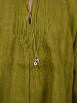 Green Hand-Embroidered Linen Top