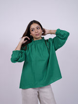 Green Hand-Embroidered Cotton Top