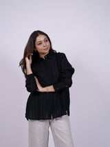 Black Hand-Embroidered Linen Shirt