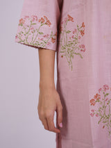 Pink Cotton Hand-Block Printed Straight Kurta
