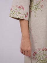 Beige Cotton Hand-Block Printed Straight Kurta