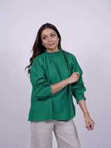 Green Hand-Embroidered Cotton Top