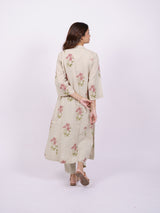 Beige Cotton Hand-Block Printed Pin-Tuck Kurta