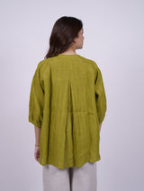 Green Hand-Embroidered Linen Top