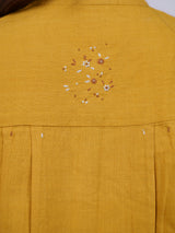 Yellow Hand-Embroidered Cotton Tunic Top