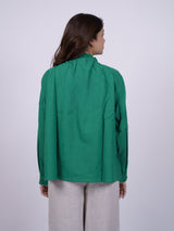 Green Hand-Embroidered Cotton Top