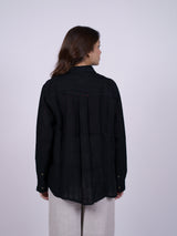 Black Hand-Embroidered Linen Shirt