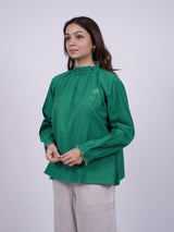 Green Hand-Embroidered Cotton Top