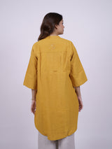 Yellow Hand-Embroidered Cotton Tunic Top