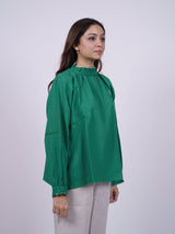 Green Hand-Embroidered Cotton Top