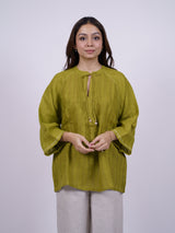Green Hand-Embroidered Linen Top