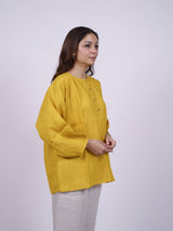 Yellow Hand-Embroidered Linen Top