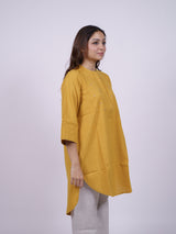 Yellow Hand-Embroidered Cotton Tunic Top