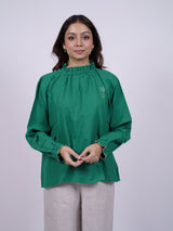 Green Hand-Embroidered Cotton Top