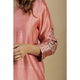 Chanderi A-Line Kurta - Peach Pink