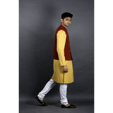 Cotton Sleeveless Nehru Jacket - Maroon