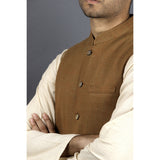 Cotton Sleeveless Nehru Jacket - Mustard Yellow