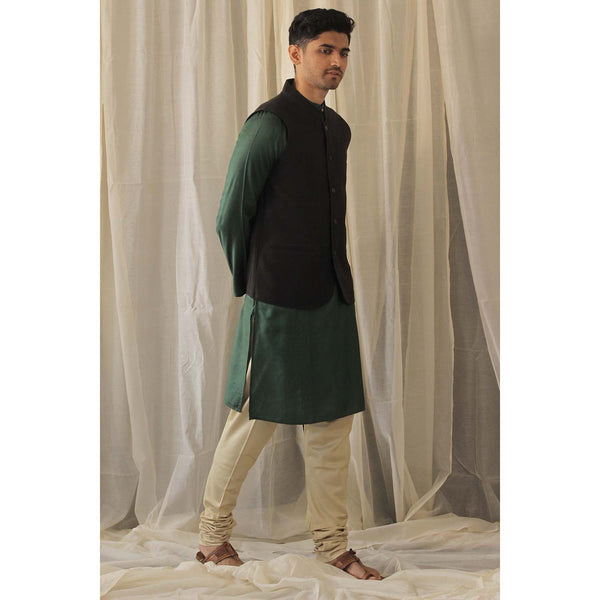 Woollen Tweed Nehru Jacket - Brown