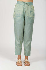 Tissue Chanderi Narrow Pant With Pockets - Teal