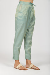 Tissue Chanderi Narrow Pant With Pockets - Teal
