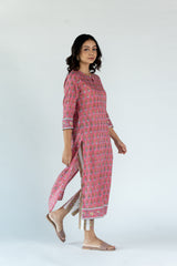 Cotton Hand Block Printed Regular Fit Kurta - Pink