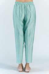 Chanderi Narrow Pant With Drawstring - Pista Green