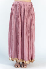 Cotton Skirt Embellished  With Gota Trims Draw String Waist Band - Onion Pink