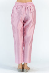 Chanderi Narrow Pant With Drawstring - Onion Pink
