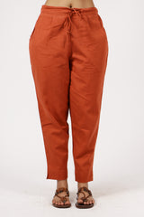 Cotton Flex Pant With Drawstring - Orange