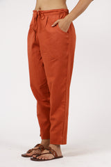 Cotton Flex Pant With Drawstring - Orange