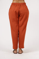 Cotton Flex Pant With Drawstring - Orange