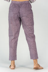 Cotton Hand Block Printed Pant With Pockets - Purple