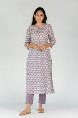 Cotton Hand Block Printed Pant With Pockets - Purple