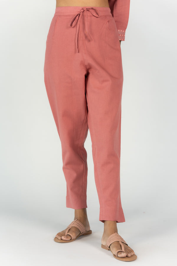 Cotton Pant With Pockets - Peach Pink