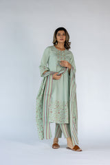 Cotton Hand Block Printed Straight Kurta - Pista Green