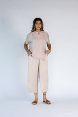 Co-ord Set with Culottes and Round Neck Top- Pink