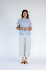 Co-ord Set with Culottes and Round Neck Top- Powder Blue