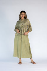 Co-ord Set with Pants and Drawstring Top- Sage Green