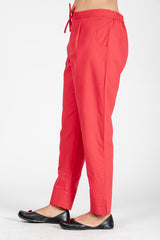 Cotton Straight Pant With Drawstring Waist Band -