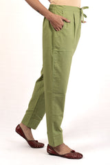 Cotton  Straight Pant - Pista Green