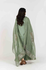 Cotton Kota Doria Dupatta Embellished With Gota Trims - Pista Green