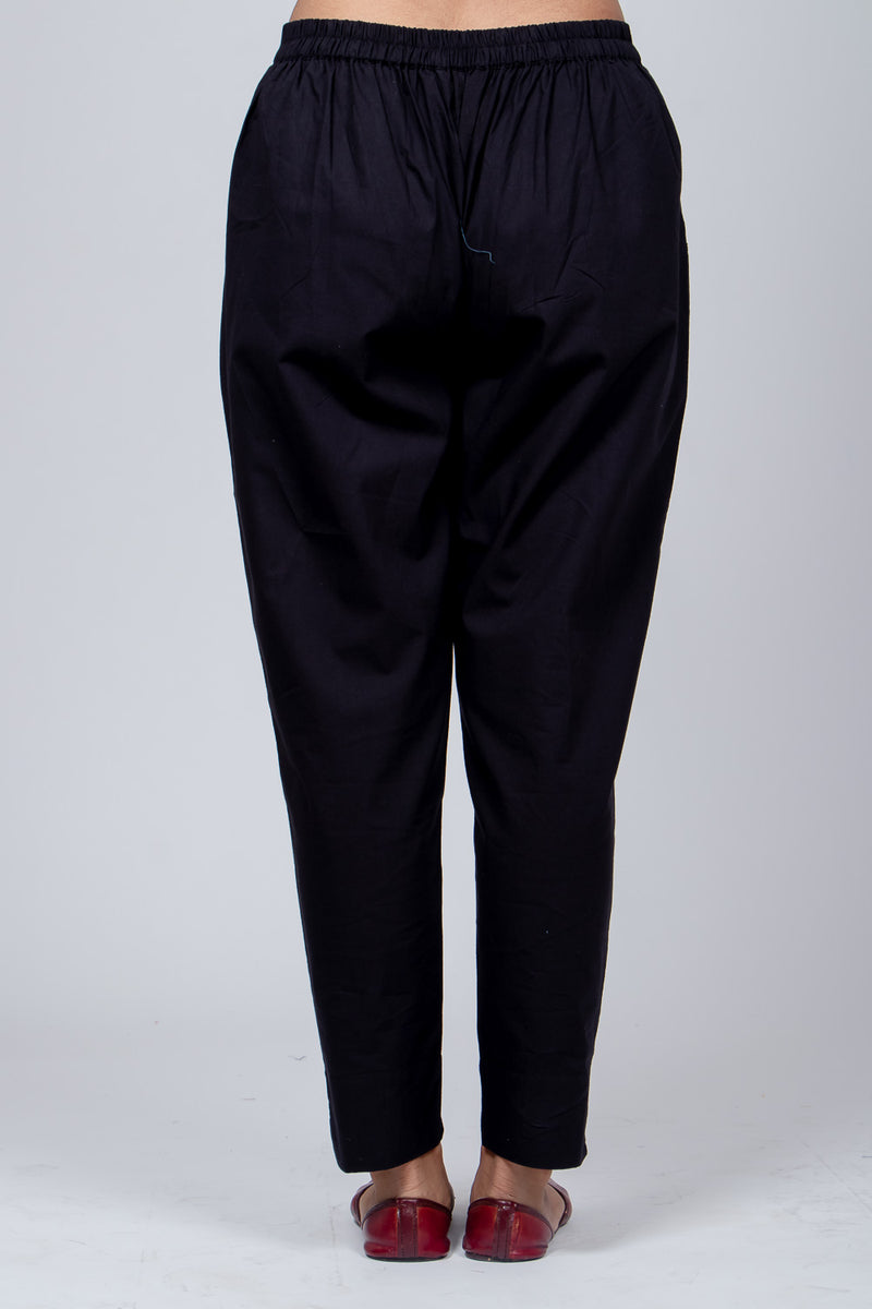 Cotton Elasticated Pants - Black