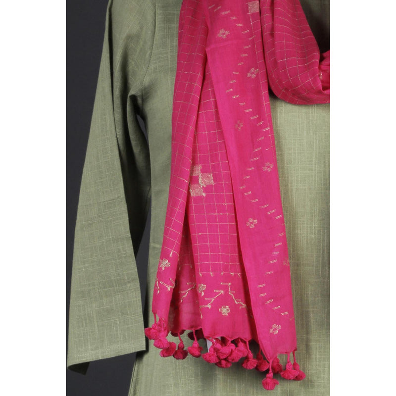 Jamdani Cotton Stole - Pink