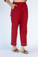 Cotton Parallel Pant- Red